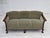 1950s, 3-seater Danish sofa. Striped green furniture velour, laqered teak wood, brass springs in the seat. Sofa was...