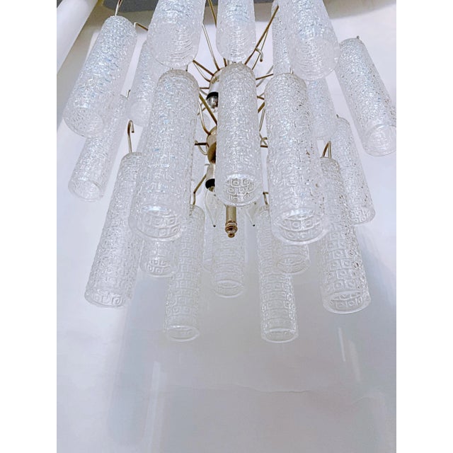 Metal 1970s Vintage Murano Style Chandelier With Hand Blown Glass Tubes For Sale - Image 7 of 13