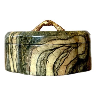 Vintage Boho Maitland Smith Hand Painted Handshake Box For Sale