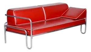 Bauhaus Sofa in Leather & Tubular Steel, 1930s