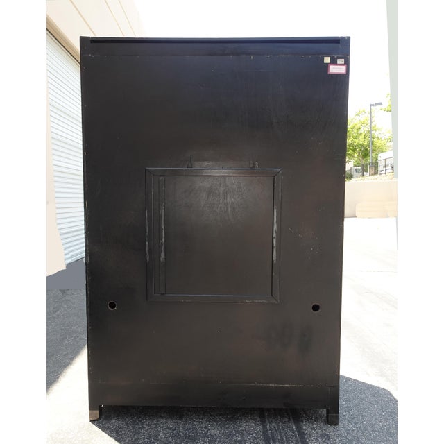 Vintage Asian Baker Furniture Black Lacquer Entertainment Storage Cabinet Armoir For Sale - Image 13 of 13