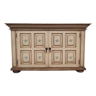 Vintage South Cone Furniture French Country Painted Solid Wood 2 Door Storage Cabinet For Sale