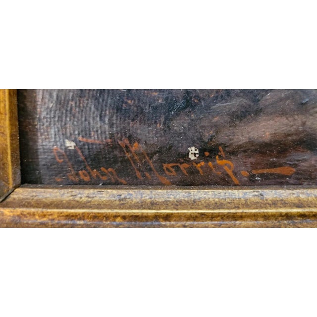 Pair of 19c Oils on Canvas of Highland Cattle by John W Morris For Sale In Dallas - Image 6 of 9