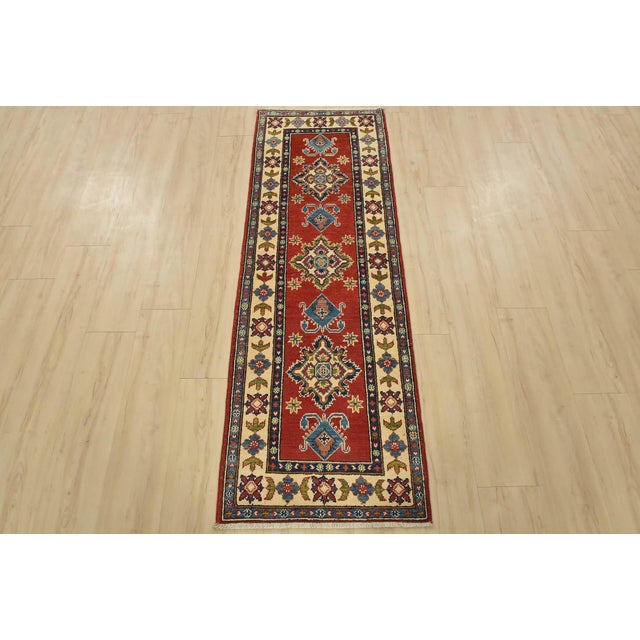 Farmhouse Kazak Runner 2’1” X 6′ Red Wool Tribal Hand-Knotted Oriental Rug For Sale - Image 3 of 11
