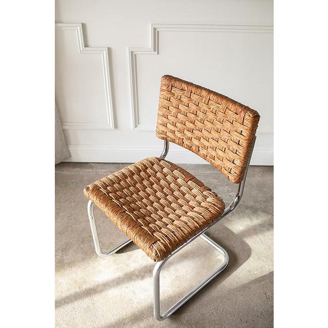 Chrome 1970s Mid-Century Natural Woven and Chrome Cesca Cantilever Dining Chairs, Set of Four For Sale - Image 8 of 14