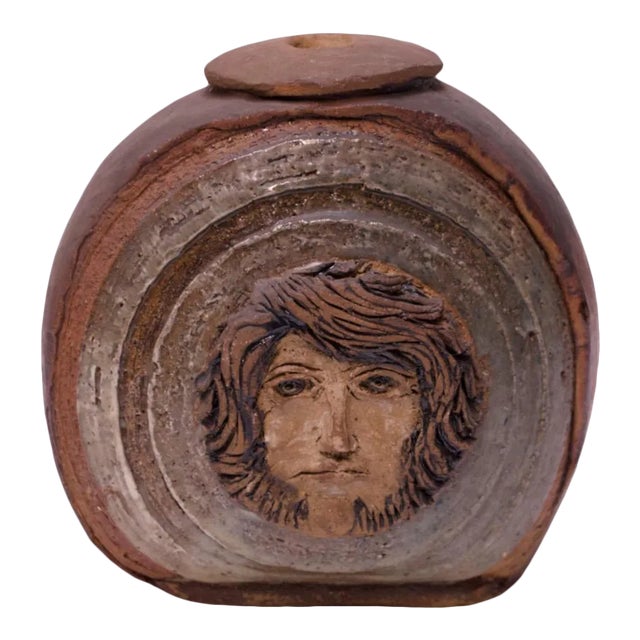 Vintage Figural Studio Stoneware Vase / Candleholder For Sale