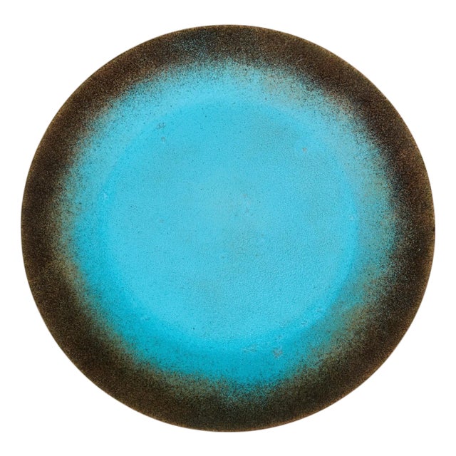 Jade Snow Wong Turquoise Enamel Copper Plate For Sale