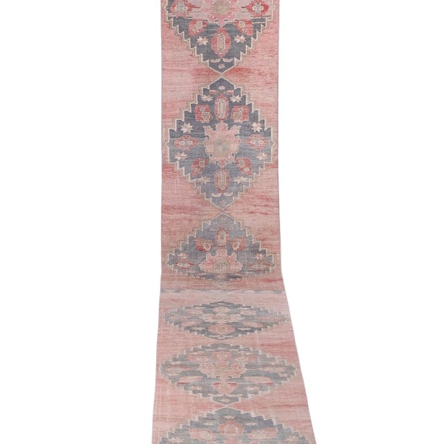 Mid-Century Modern 1960s Vintage Turkish Oushak Extra Long and Wide Runner - Stair Tread For Sale - Image 3 of 13