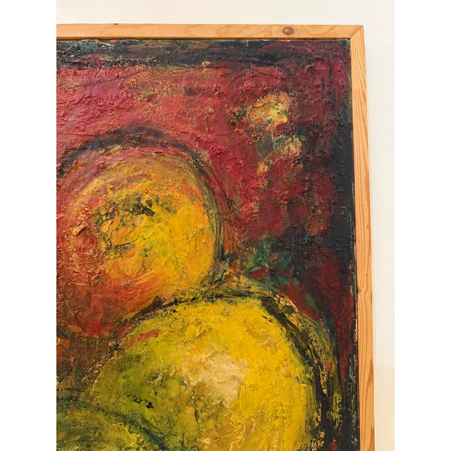 1998 Loic Riou Abstract Fruit Still Life Oil Painting on Canvas For Sale - Image 4 of 10
