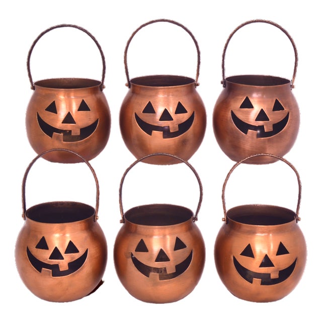 Metal Pumpkin Candle Holders - Set of 6 For Sale