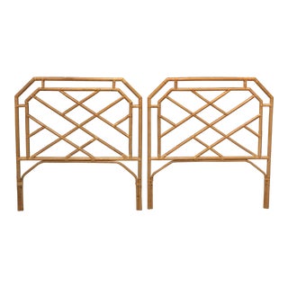 Chippendale Rattan Bamboo Headboards - a Pair For Sale