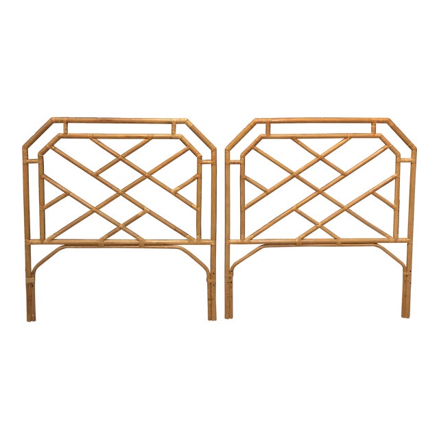 Chippendale Rattan Bamboo Headboards a Pair Chairish