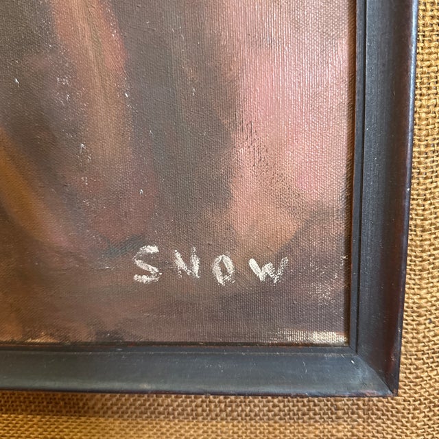 Figurative Oil Painting of Thoroughbred Race Horse Chestnut - 1960, by Snow Oil on Canvas Framed For Sale - Image 3 of 7