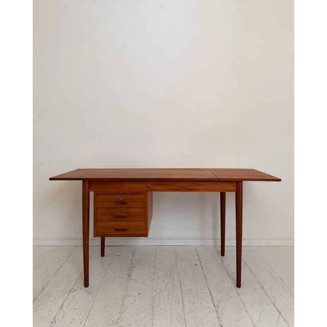 Teak Writing Desk with Drop Leaf Extension by Arne Vodder, Denmark, 1960s For Sale - Image 9 of 12