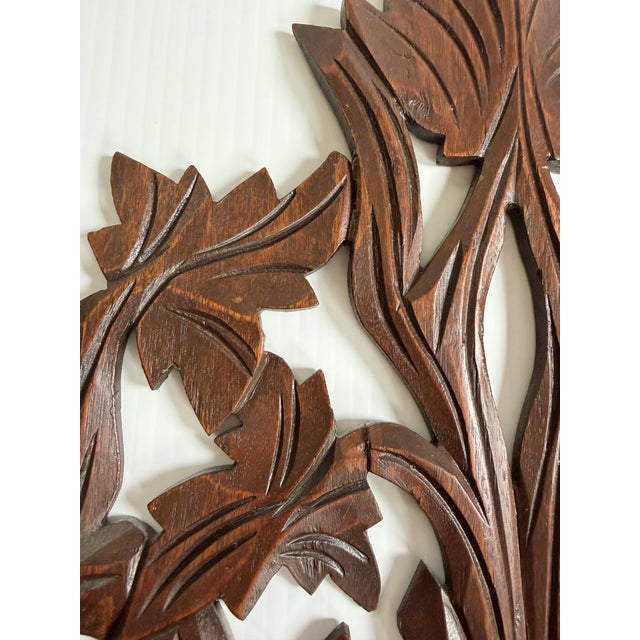 Wood Large Antique Victorian Carved Wood Good Luck Wall Pocket Magazine Rack For Sale - Image 7 of 12