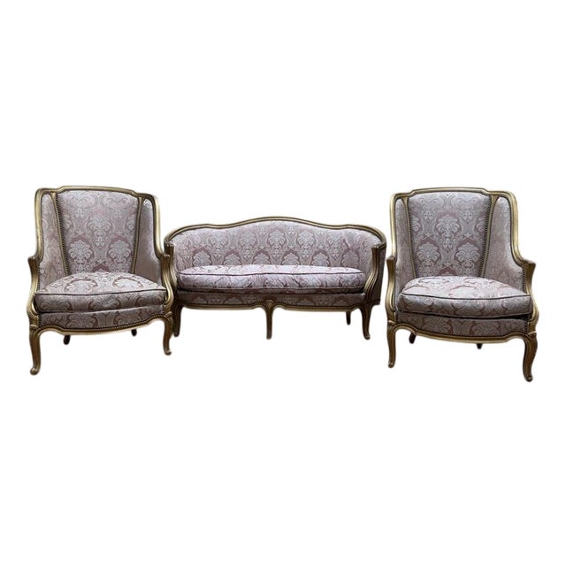 Louis XV Style Sofa and Chairs, Set of 3 For Sale