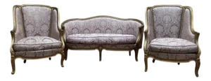 Louis XV Style Sofa and Chairs, Set of 3