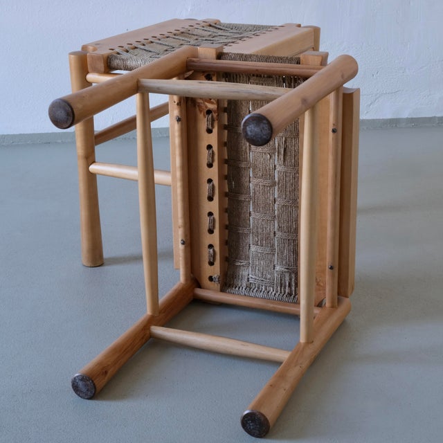 French Woven Seat Stool, 1960s For Sale - Image 6 of 8