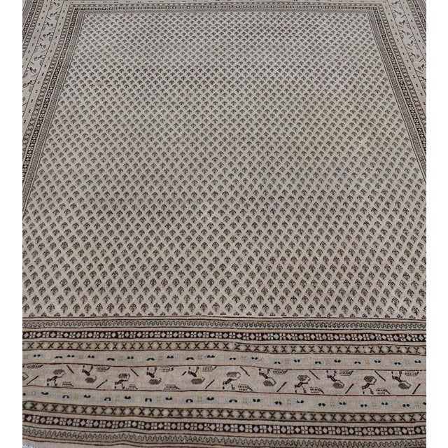 Traditional Minimalist Design Vintage Persian Tabriz Rug With Muted Brown and Cream Tones 7'9 X 10'7 For Sale - Image 3 of 12