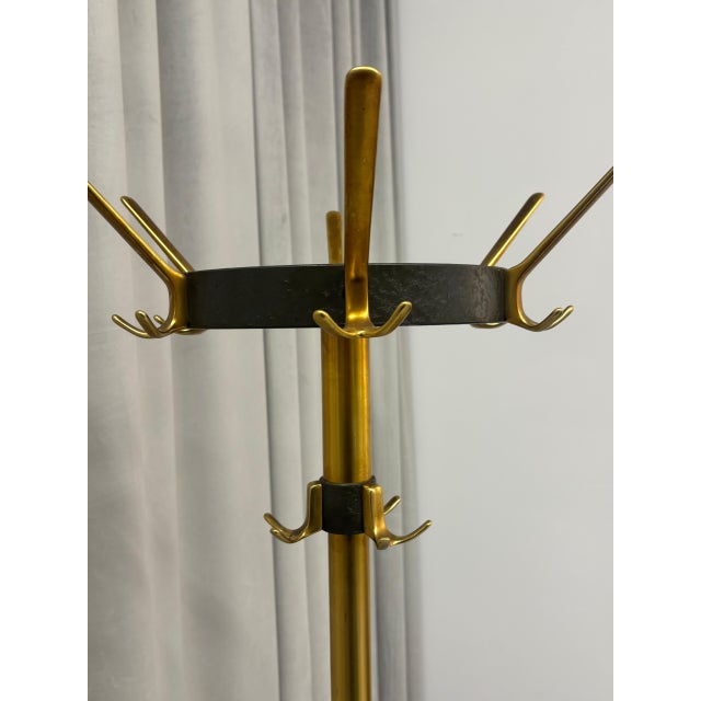 Mid-Century Modern Vintage Brass & Metal Coat Stand from Jacques Adnet, France, 1950s For Sale - Image 3 of 4