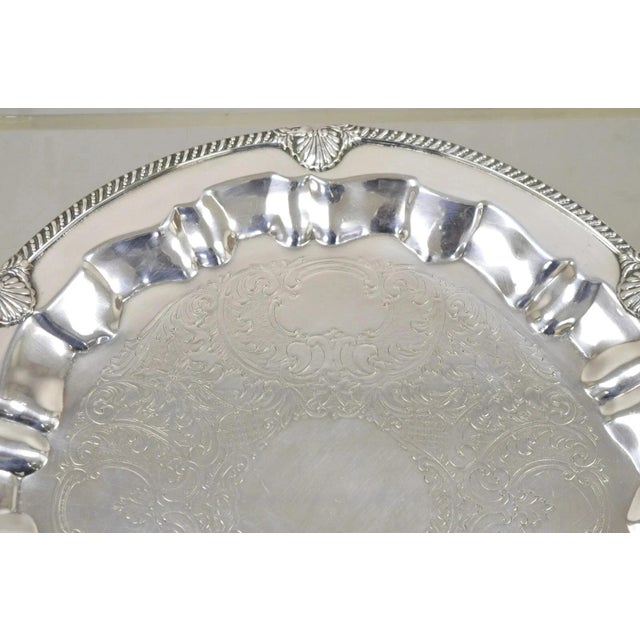 Vintage Federal Silver Co Silver Plated Round Twin Handle Bar Platter Tray For Sale - Image 4 of 12