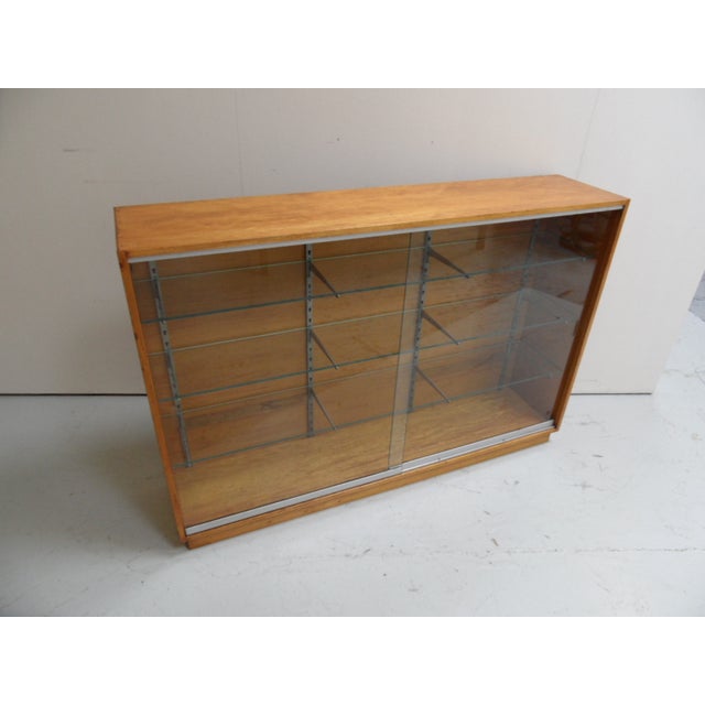 Vintage Shop Display Bookcase with Sliding Doors, 1950s For Sale - Image 3 of 12