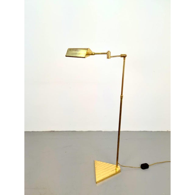 Brass Adjustable Floor Reading Lamp, 1970s, in Flawless conditions. Designed 1970 to 1979 European Plug (up to 250V).The...