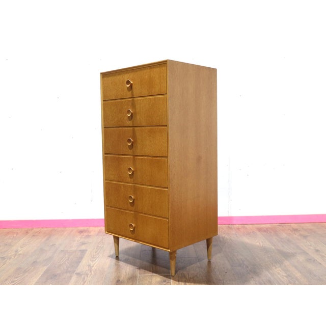 Mid-Century Modern Mid Century Modern Vintage Tall Boy Dresser Chest Drawers by Meredew Danish Style For Sale - Image 3 of 9