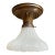 1920s Sheffield Pattern With Beading Clambroth Shade on Original Fluted Brass Holder For Sale