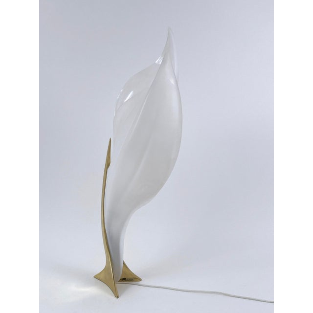 Modernist Acrylic and Brass Table Lamp by Maison Rougier, 1970s For Sale - Image 4 of 18