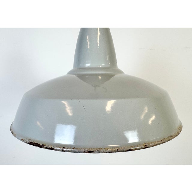 Industrial Grey Enamel Pendant Lamp from Thorlux, 1960s For Sale - Image 4 of 18