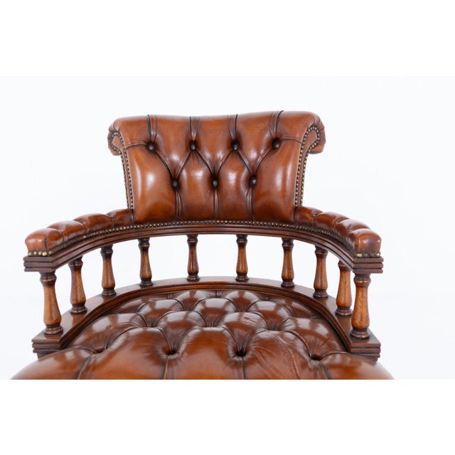 Metal Leather Captain's Chair Swivel Desk Seat, 1920s For Sale - Image 7 of 9