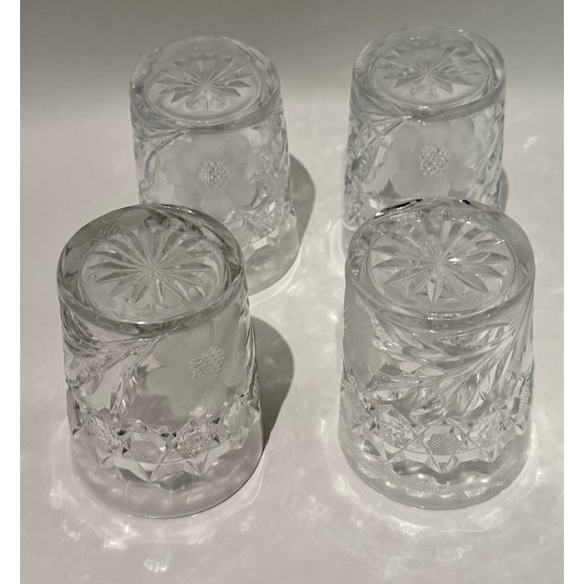 Set of 4 Tiffany l.c.t. Signed Antique Brilliant Cut Crystal Low Ball Glasses H: 3.5" For Sale - Image 9 of 10