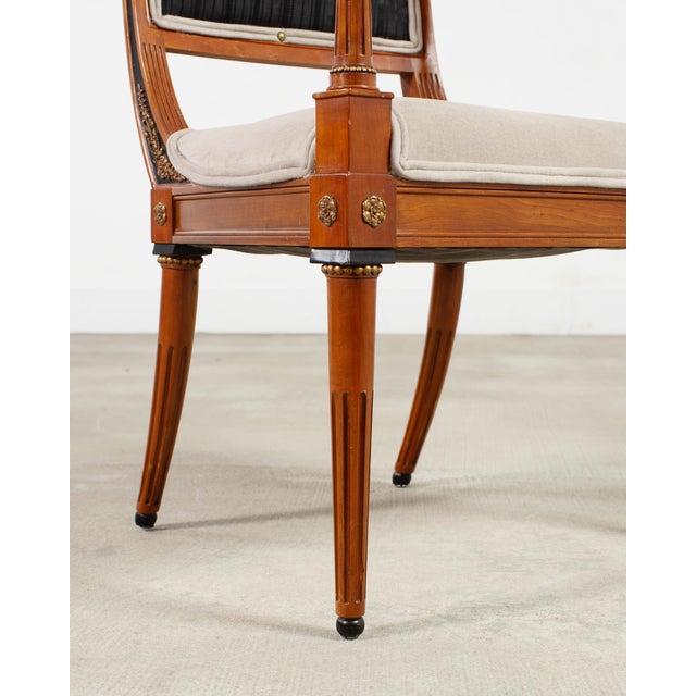 Set of Six French Directoire Style Dining Chairs Bronze Accents For Sale - Image 13 of 18