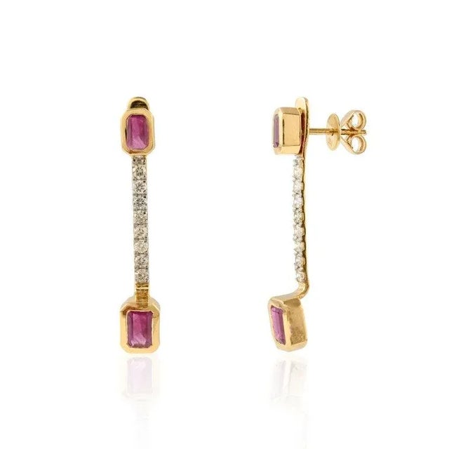 Stud Dangle Two in One Ruby Earrings - a Pair For Sale - Image 4 of 6