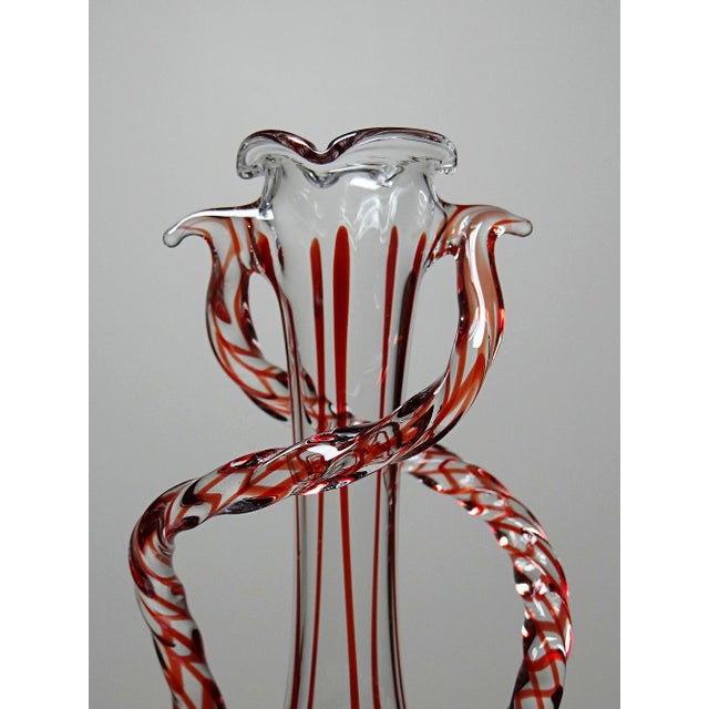 1950s Vintage Venetian Murano Glass Filigrana/Zanfirico Soliflore Vase, 1950s-1960s For Sale - Image 5 of 12
