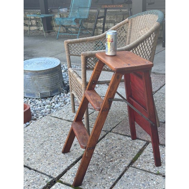1920s Goodform Step Ladder … Stooladder by Hincher … Rare Hard Maple Stepladder For Sale - Image 12 of 12