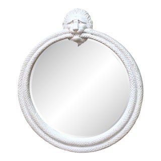 Regency Style White-Lacquered Lion & Serpent Circular Mirror, Style Thomas Hope For Sale
