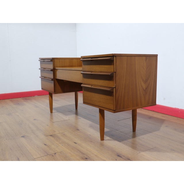 Mid 20th Century Mid Century Modern Vintage Teak British Vanity Dresser Desk For Sale - Image 5 of 15
