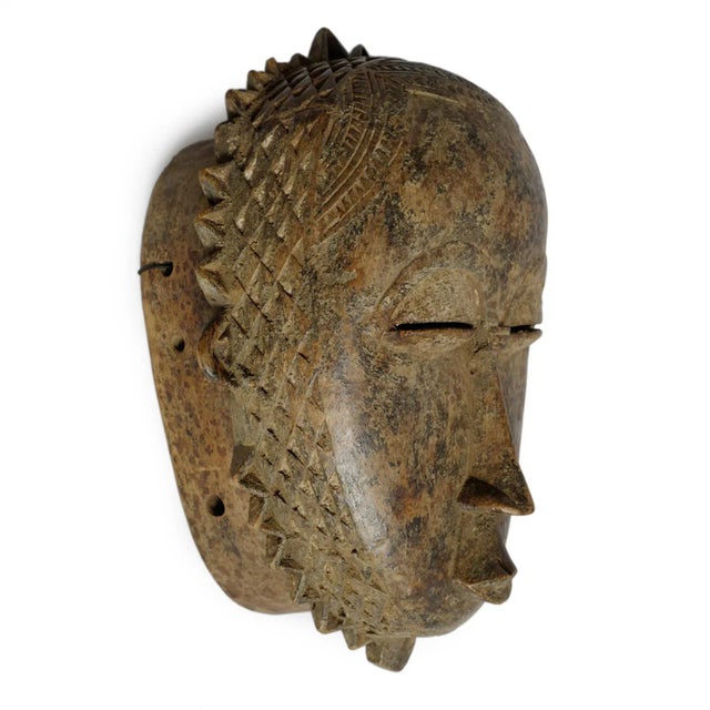 Tribal Vintage Baule Carved Wood Mask For Sale - Image 3 of 6