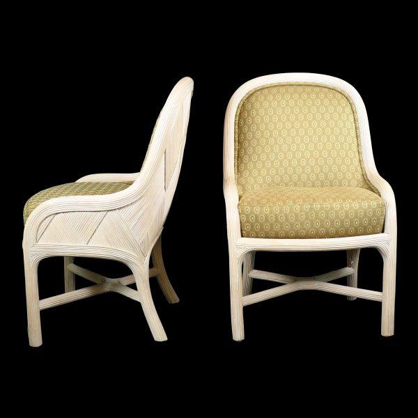 Coastal Set of 4 Geometrical Blonde Pencil Reed Dining Chairs For Sale - Image 3 of 5