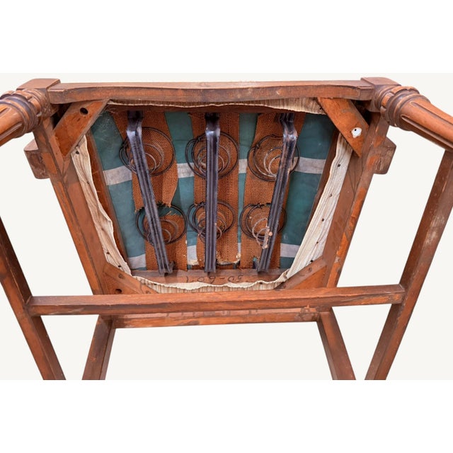Antique 1920s Federal Hepplewhite Revival Walnut Dining Armchair Pierced Back For Sale - Image 4 of 4
