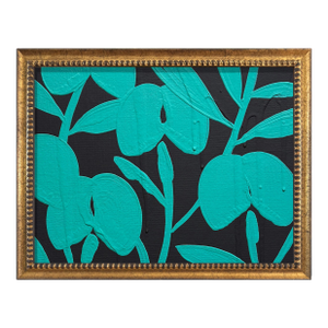 Ron Giusti Mini Orchid Black Teal Acrylic Painting