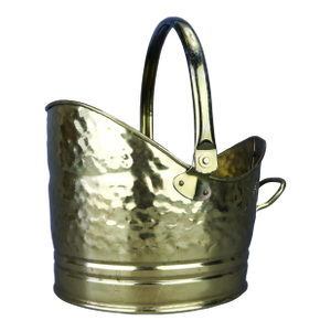 Antique English Hand Hammered Brass Coal Scuttle for Fireplace