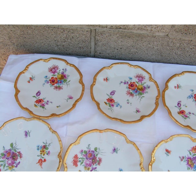 Limoges, France Set of 12 Antique Limoges Hand Painted Floral Dessert Plates Coiffe 1891-1942 For Sale - Image 4 of 12
