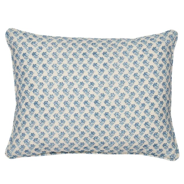 2020s Schumacher x Mark D. Sikes Oleander Indoor/Outdoor 16” Lumbar Pillow in Indigo For Sale - Image 5 of 5