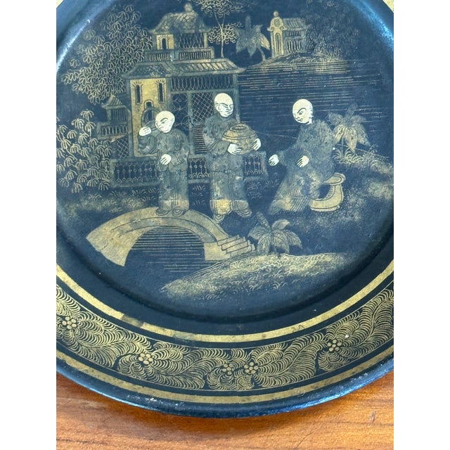 Pair of Papier Mache Chinoiserie Wine Coasters For Sale - Image 4 of 7
