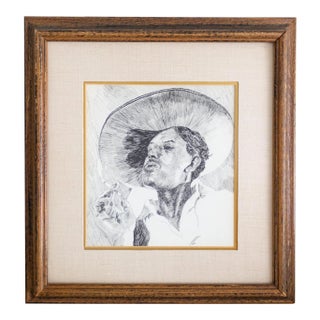 Early 20th Century Pen and Ink Portrait by Weldon Amerine For Sale