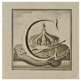 Luigi Vanvitelli, Letter of the Alphabet C, Etching, 18th Century For Sale