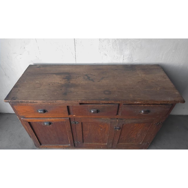 Wood Antique European Farmhouse Wood Cupboard Cabinet Sideboard For Sale - Image 7 of 14